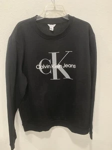 NWT CALVIN KLEIN Jeans MEN'S Sz XL BLACK Beauty Spell Out SWEATSHIRT New - Picture 1 of 12