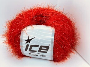 Sparkle Soft Red 68485 Ice Yarns Metallic Lurex Nylon Eyelash Yarn 50g 153y - Picture 1 of 7