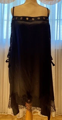 FAITH CONNEXION Size L Black Silk Raw Edge Dress T   FAITH CONNEXION dress top c - Image 1 of 4