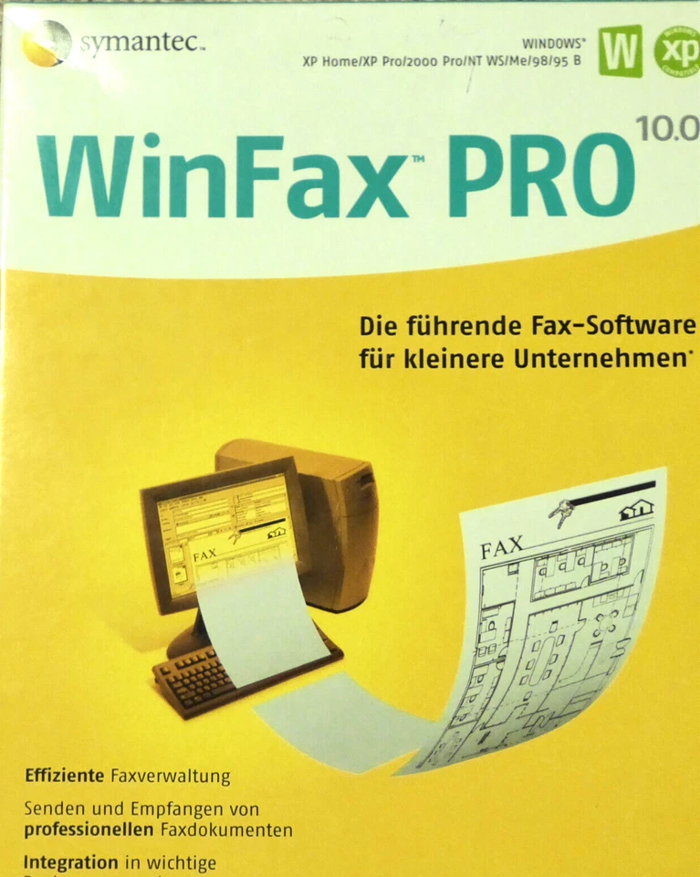 WinFax Pro 10.0 von Symantec Software CD für XP ME 2000 mit Anleitung in ovp. - Bild 1 von 3