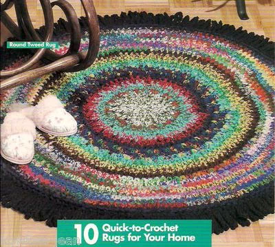 SCRAP YARN RUGS crochet rag rug patterns, instructions for many designs.  HWB - Image 1 of 2