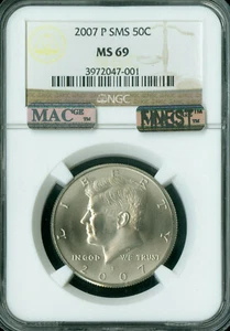 2007 P KENNEDY HALF DOLLAR NGC MS69 SMS PQ MAC FINEST GRADE MAC SPOTLESS . - Picture 1 of 2