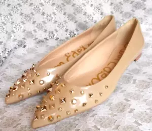 SAM EDELMAN BALLET FLATS, Savanna Nude Beige Studded Pointed Toe, Women's 11 M - Picture 1 of 18