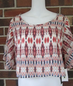 Stoosh cropped top tribale avorio combo manica a pipistrello nuovo con etichette junior donna piccolo - Foto 1 di 2