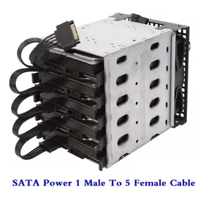 SATA Power 15 Pin 1 Male To 5 Female Splitter Hard Drive Cable for HDD SSD - Picture 1 of 16