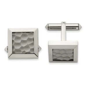 Chisel Titanium Polished and Hammered Cuff Links - Picture 1 of 5