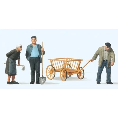 Preiser 63078 - Landbevölkerung, Handwagen (3 Figuren + Handwagen) Neuware - Bild 1 von 2