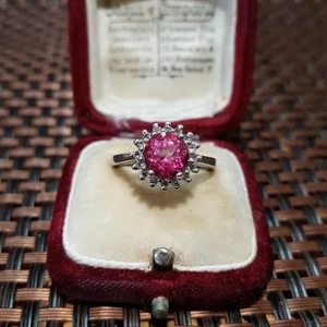 Sterling Silber Ring Rosa Topas & Klar Topas Cluster UK Größe L,5 /US 6 /EU 52 - Bild 1 von 9