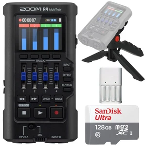 Grabadora flotante Zoom R4 MultiTrak 32 bits + tarjeta microSDXC de 128 GB + trípode de mesa - Imagen 1 de 11