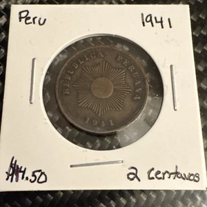 Peru 1941 1 Centavo (Straight) Coin - UNC - Rare - Combine Shipping - Bin 2 - Picture 1 of 5