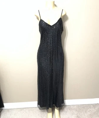 All Saints Chantelle Black Sequin Mesh Midi Dress Party Holiday NWT $329 Size 12 - Image 1 of 4