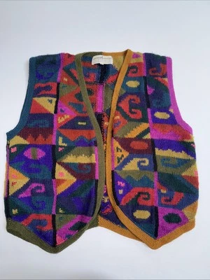Peruvian Connection Womens Medium Vest Crochet Hand Loomed Colorful Boho Alpaca - Image 1 of 4