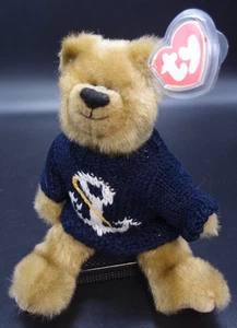 TY Sailor Bear 1993 Salty 8” Peluche Snodato Blu Ancora Maglione Ritirato - Foto 1 di 3