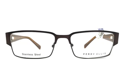 Perry Ellis Eyeglasses Frames PE303A-2 Brown Rectangle Wire Rim 53-17-135 - Image 1 of 4