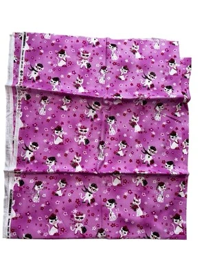 Robert Kaufman Pink Floral Cat Paris Red Hat Heart Rose Purse Metallic 45”X 110” - Image 1 of 4