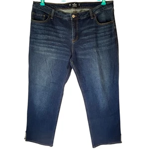 Neu mit Etikett! Hollister Dark Wash Low-Rise Dad Jeans Außen Knöchelschlitz Größe 19R W34 L31 - Bild 1 von 12