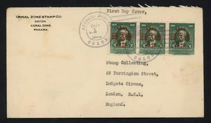 1928 Panama Cover FDC To GB 2c Balboa November 3 Strip 3, 6c, Sent 1/11/1928 - Picture 1 of 2