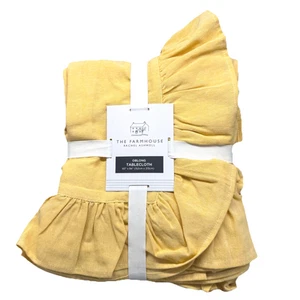 Rachel Ashwell Farmhouse Yellow Ruffle 60x84 Tablecloth Cottage Chic Summer NEW - Picture 1 of 5