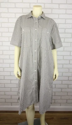 Everlane Daytripper Shirt Dress Womens XL Grey Stripe Button Pockets A Flare - Image 1 of 4