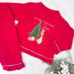 Pijama de Navidad con Volantes Rojo Personalizado Árbol - Imagen 1 de 4