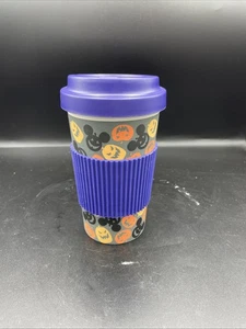 Disney Parks Mickey Mouse Halloween Pumpkin Coffee Tumbler Cup Mug Travel Purple - Picture 1 of 5