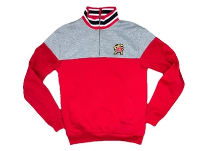 Suéter University Of Maryland 1/4 Cremallera Rojo Gris Talla Pequeña NCAA Terrapins  Foto 1 de 4