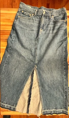 NWT GAP Maxi Denim Skirt 31/12 Medium Wash 100% Cotton Distressed - Image 1 of 4
