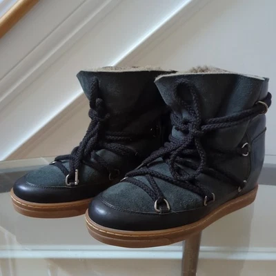 Isabel Marant Nowles Botas de Nieve Gamuza Cuero de Oveja Invierno Cuña Talla EU 38 Foto 1 de 4