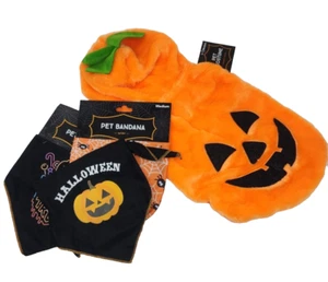 CONJUNTO DE 2 PIEZAS MEDIANO Con Capucha Calabaza Perro Disfraz Conjunto y 1 Bandana de Halloween Aleatoria - Imagen 1 de 7