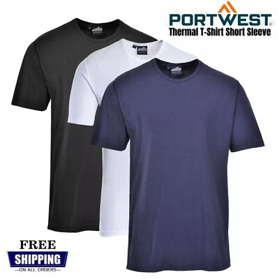 Portwest Mens Thermal Short Sleeve T-Shirt Winter Baselayer Long Johns Top B120 - Image 1 of 4