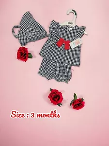 Carter's Just One You Baby Mädchen 3-teiliges Gingham-Top, Unterteil, Mütze. 3M. - Bild 1 von 4