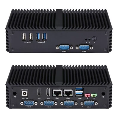 2 LAN,6 RS232 RS485,Fanless Core I3 I5 I7 Fanless  Dual Core Industrial Mini PC - Image 1 of 4