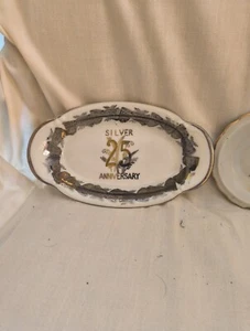 Norcrest Fine China Anniversary 1 Silver Platter 1 Gold - Picture 1 of 5