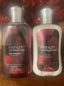 NEW Bath & Body Works MIDNIGHT POMEGRANATE Shower Gel & Body Lotion-Discontinued - Picture 1 of 2