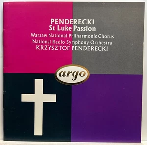 Krzysztof Penderecki : St Luke Passion (CD 1990 Argo) *Rare* *Very Good* - Bild 1 von 2