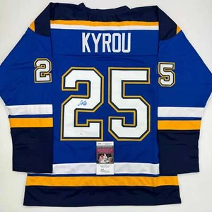 Autographed/Signed Jordan Kyrou St. Louis Blue Hockey Jersey JSA COA - Picture 1 of 4
