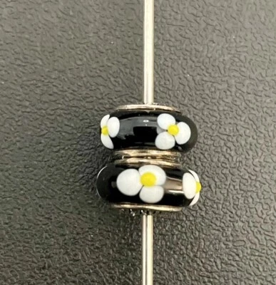 LOT OF  (2) LADIES STAMPED 925/ALE STERLING SILVER MURANO GLASS EUROPEAN BEADS - Image 1 of 4