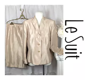 LE SUIT Essentials Blazer Rock 2-Teiler Anzug Gold Schimmer Formell Karriere Gr. 12 - Bild 1 von 13