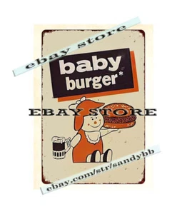 Insegna latta metallo A&W ROOT BEER BABY BURGER parete casa taverna - Foto 1 di 4