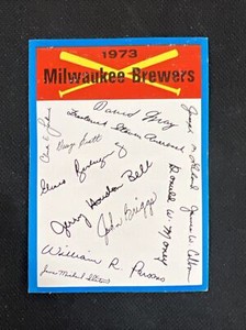 1973 Topps BLUE TEAM CHECKLIST Milwaukee Brewers UNMARKED 🔥 EX+ RARE *199
