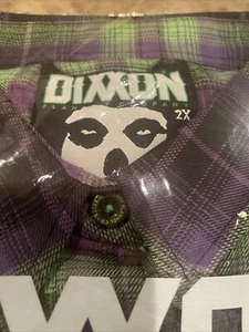 NEW WOMENS DIXXON FLANNEL 2XL MISFITS SHIRT NIB M GREEN - Picture 1 of 4
