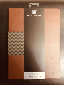 Platinum Premium Folio Case for Apple iPad Pro 12.9" Brown leather 1-Year Warran - Picture 1 of 5