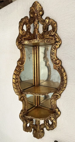 VTG Gold Mirror Corner Wall with 3 Shelf Shelves Cover