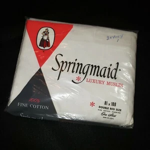 Sábanas de colección Springmaid cama completa/doble tamaño blanco muselina nuevas en paquete - Imagen 1 de 11