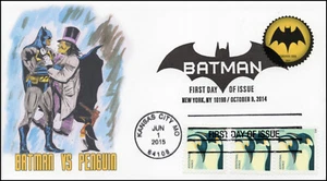15-158, SC 4989, SC 4928, 2015, Batman vs Penguin, FDC, Duel Stamp 15-158 - Picture 1 of 1