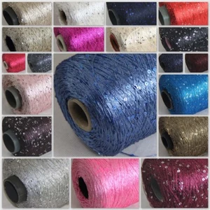 Sale 1 Cone 500gr Nylon Polyester Sequin Hand Knitting Wrap Shawls Crochet Yarn - Picture 1 of 27