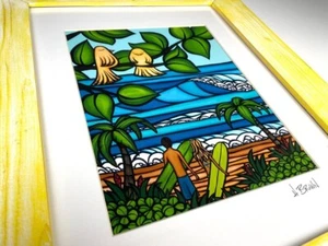 Heather Brown Kuuipos Giclee Aged Driftwood Style Framed Signed Vintage Art - Picture 1 of 6