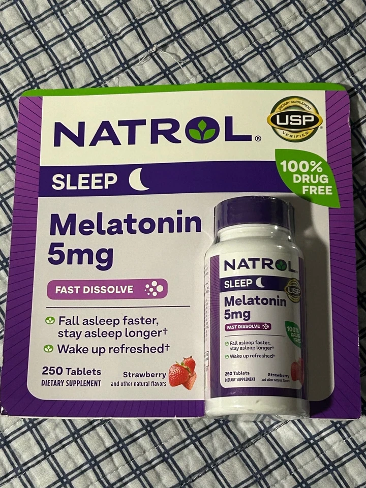 Natrol Melatonina 5 mg Ayuda para Dormir 250 Comprimidos de Disolución Rápida (Sabor Fresa) Foto 1 de 1