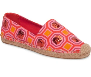 TORY BURCH Cecily Sequin Embellished Espadrille US 7 Octagon Square/Orange Pink - Picture 1 of 12
