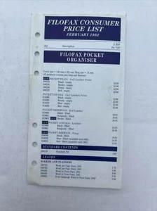 Filofax Price List 1992 - Picture 1 of 5